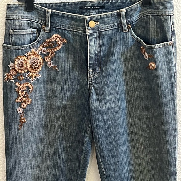Elie Tahari Embroidered Embellish Denim Jeans Size 29 - Picture 2 of 7